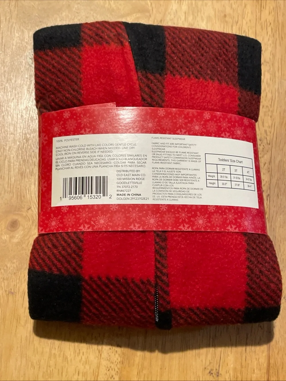 New Holiday style Toddler Red Buffalo Plaid 1 piece Pajamas 2T